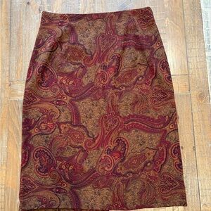Vintage Paisley Brown and Red Women's Skirt